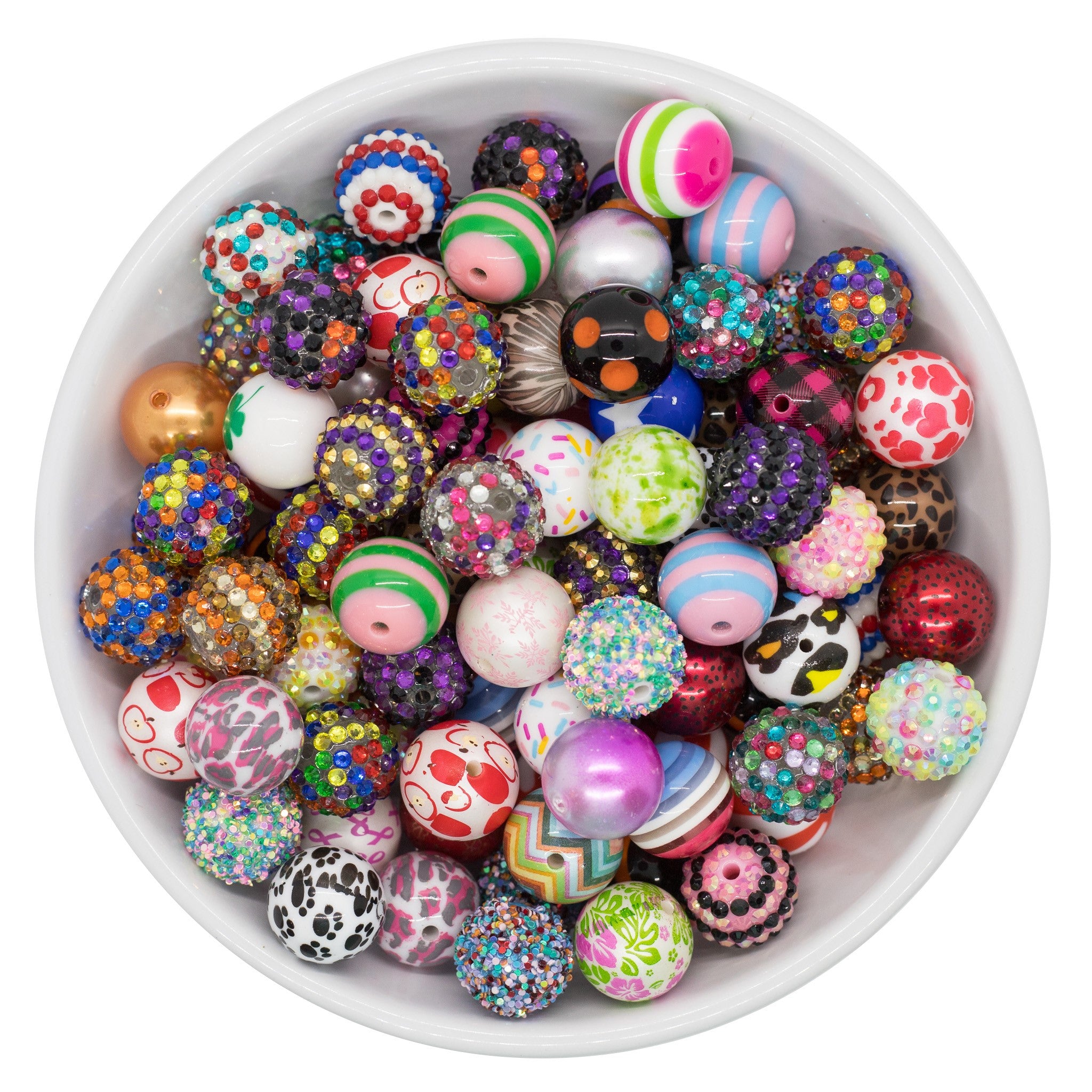 20mm Football Mom Acrylic Bubblegum Beads
