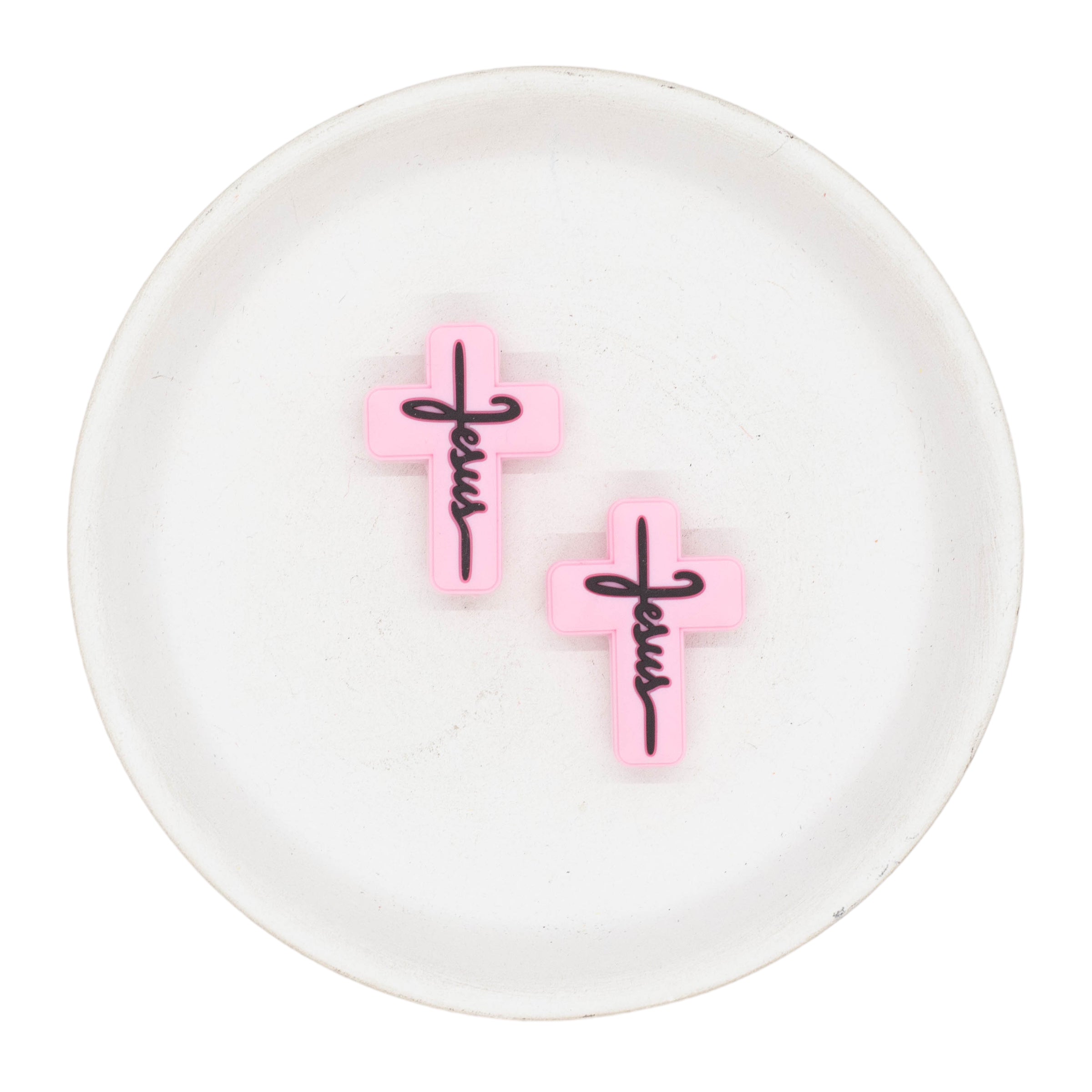 Jesus Cross Silicone Focal Bead--Black