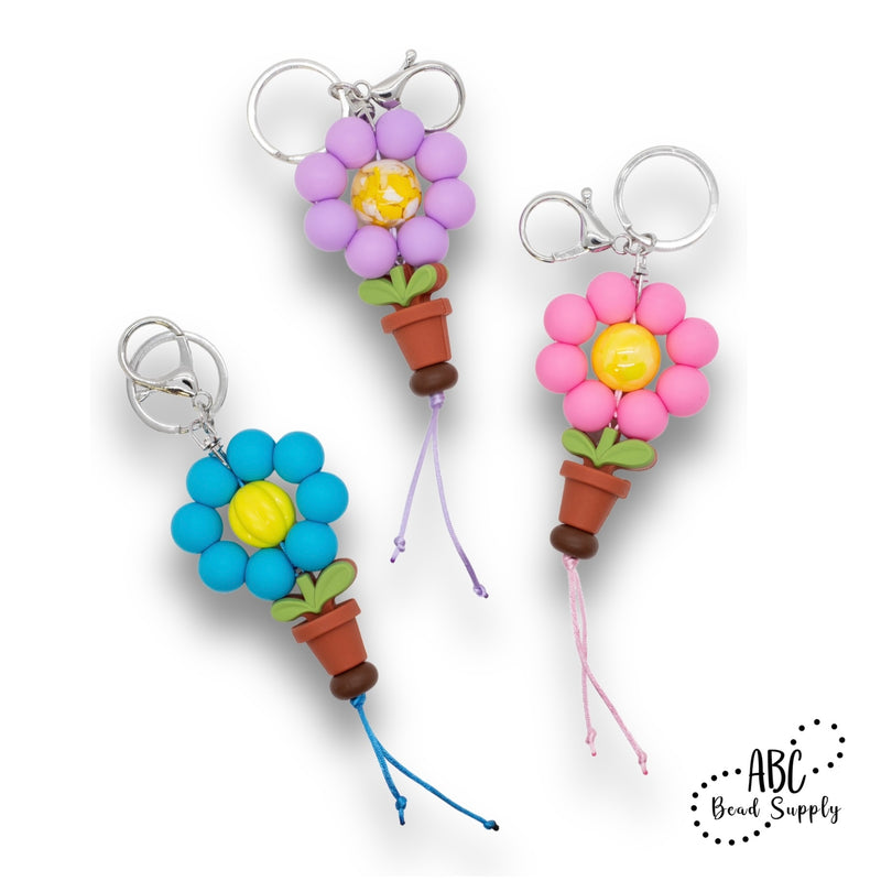 3-D Flower Pot Keychains Using 15mm Silicone & 20mm Acrylic Centers!