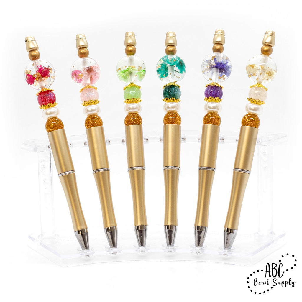 Beaded Pens with Flower in Solid Colors – Beadable Bliss