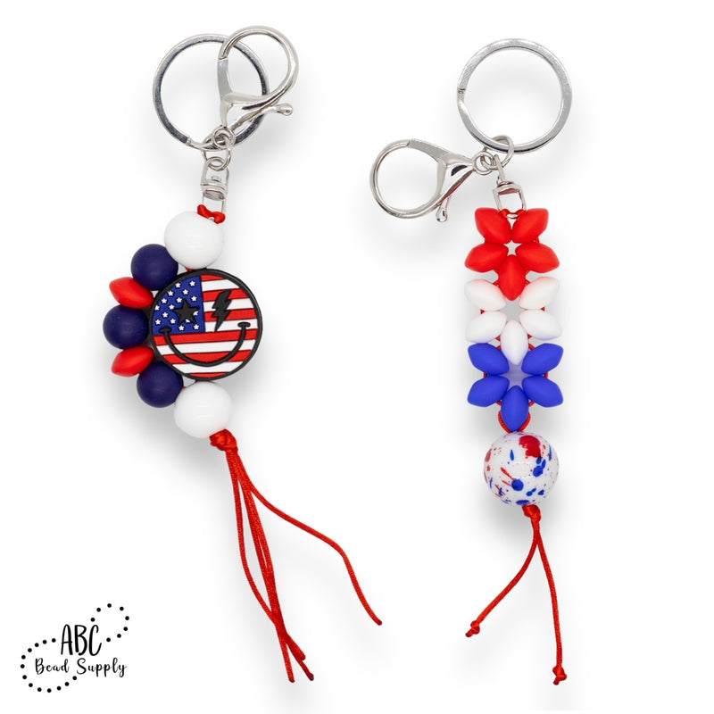 Patriotic Silicone Keychains - Curved & Lentil Star!