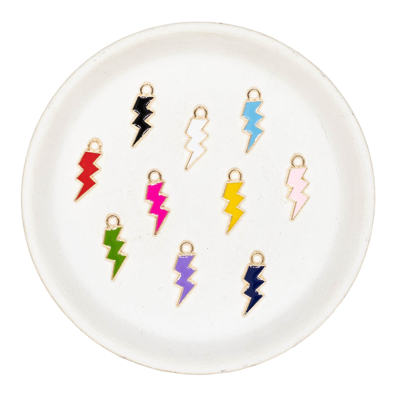 Lightening Bolt Enamel Charm Random Color Assortment 8x16mm