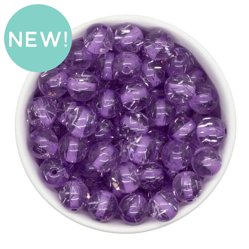 Deep Lilac Translucent Tinsel Beads 12mm (Package of 20)