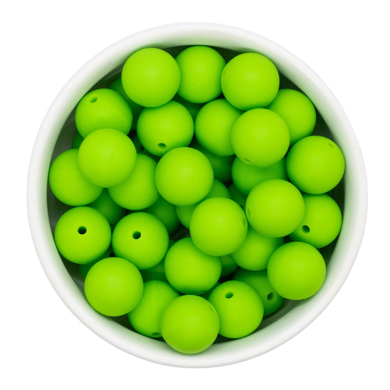 Lime Green Silicone Beads 15mm (Package of 10)