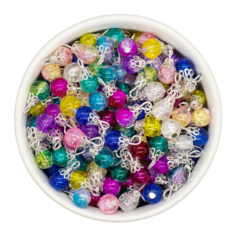 Crackle Bead Dangle Charm Random Color Assortment 8x11mm