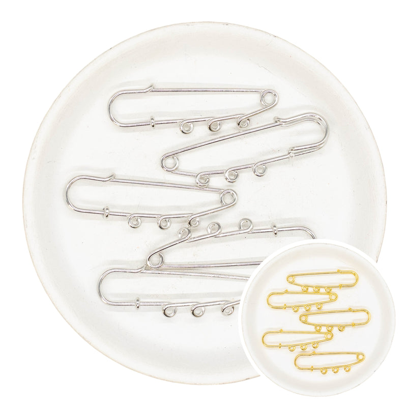 Jumbo Brooch Safety Pin with Loops (Package of 5)