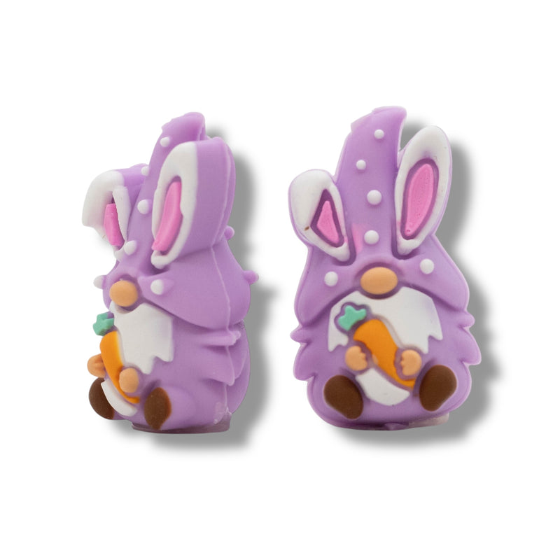 3-D Bunny Gnome w/Carrot Silicone Focal Bead 32x18x15mm (Package of 2)