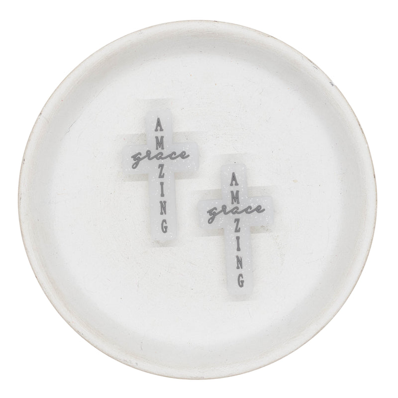 Amazing Grace Cross Glitter Silicone Focal Bead 38x22mm (Package of 2)