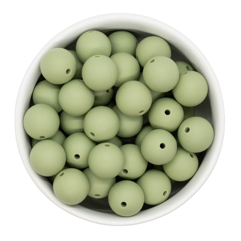 Sage Green Silicone Beads 15mm (Package of 10)