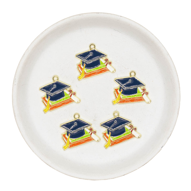 Graduation Hat & Diploma Enamel Charm 27x22mm (Package of 5)