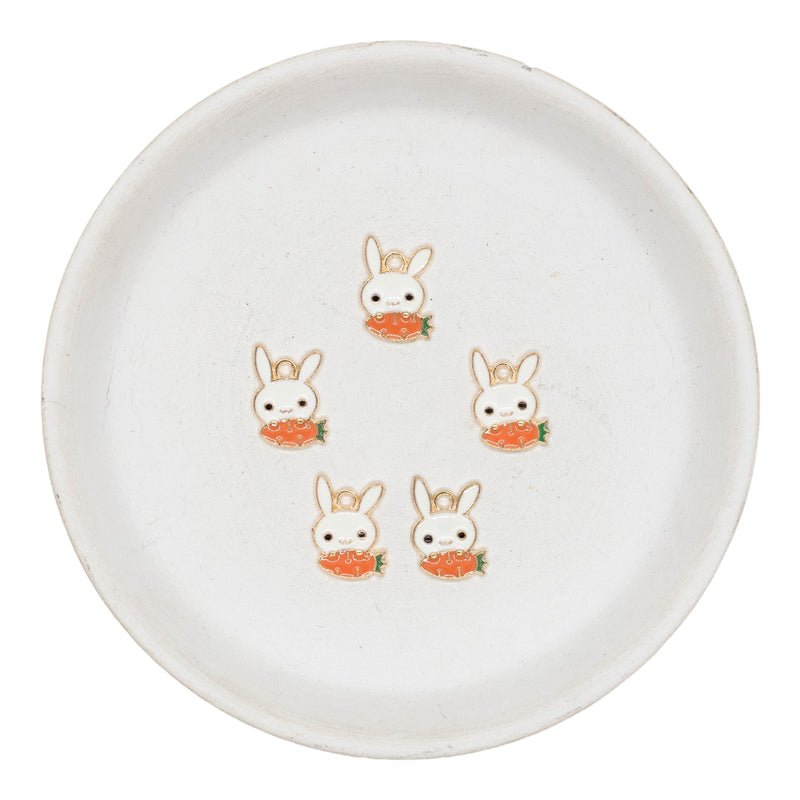 Bunny w/Carrot Enamel Charm 15x11mm (Package of 5)