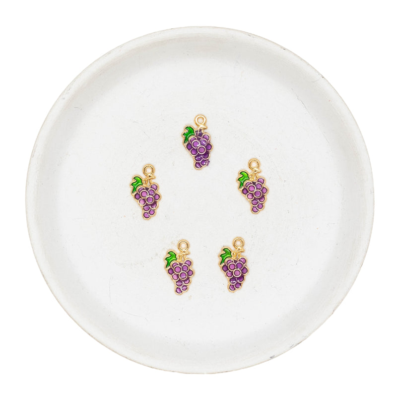 Enamel Grape Bunch Charm 17x10mm (Package of 5)