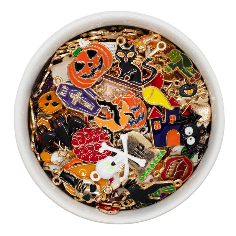 Random 10 Piece Halloween Charm Grab Bag - Assortment of Styles & Sizes