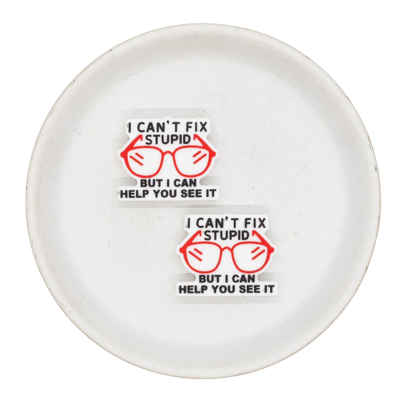 I Can't Fix Stupid But I Can Help You See It Silicone Focal Bead 24x30mm (Package of 2)