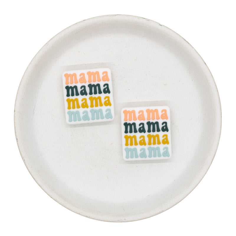 Mama Mama Mama Mama Silicone Focal Bead 26x24mm (Package of 2)