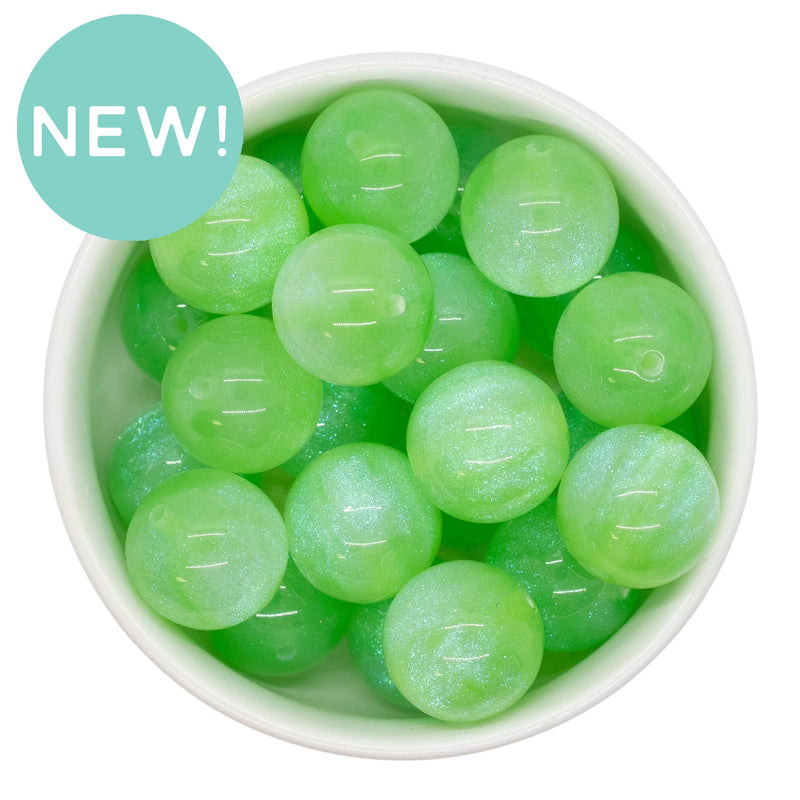 Lime Green Cosmic Glitter Beads 20mm (Package of 10)