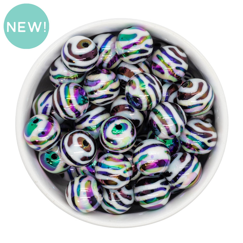 Iridescent Zebra Beads 16mm (Package of 10)