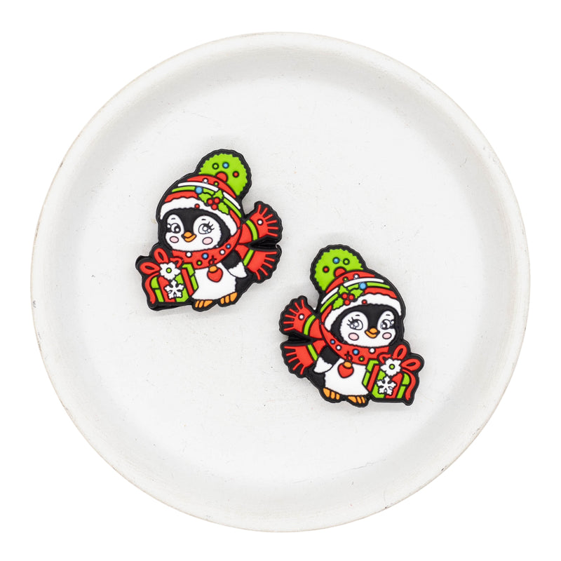 Christmas Penguin Silicone Focal Bead 33x31mm (Package of 2)