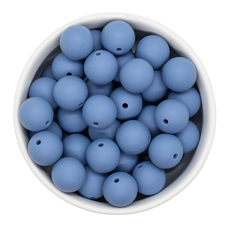 Cottage Blue Silicone Beads 15mm (Package of 10)