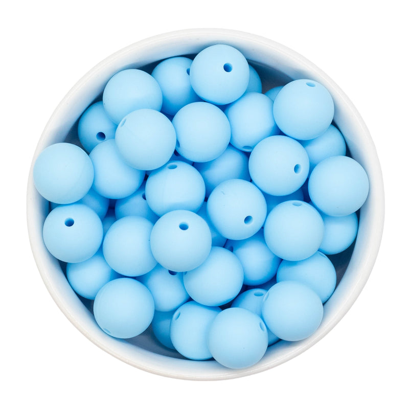 Baby Blue Silicone Beads 15mm (Package of 10)