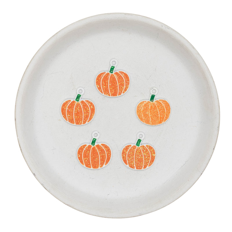 Glitter Enamel Pumpkin Charm 20x18mm (Package of 5)