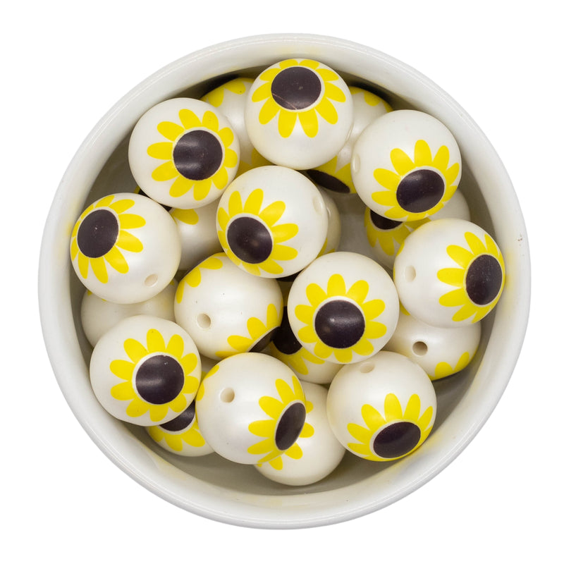 Sunflower Printed Beads 20mm (Package of 10)