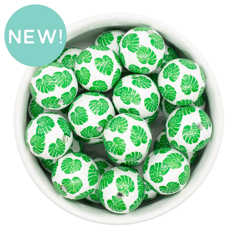 Monstera Printed Beads 20mm (Package of 10)