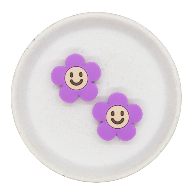 Orchid Daisy Smiley Silicone Focal Bead 30mm (Package of 2)