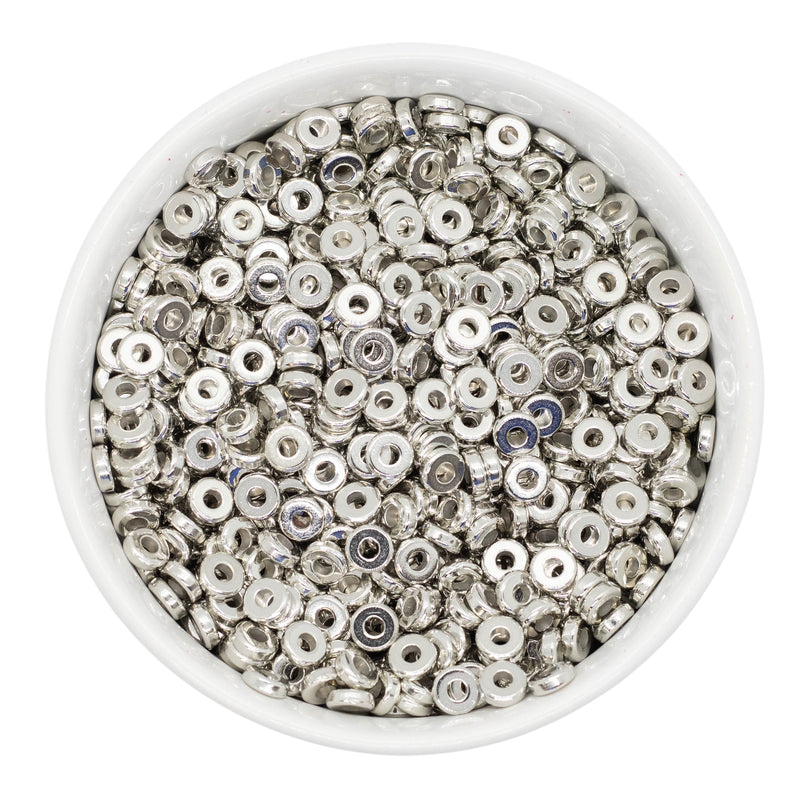 Silver Flat Disc Spacer Beads 6x2mm (Package of 40)