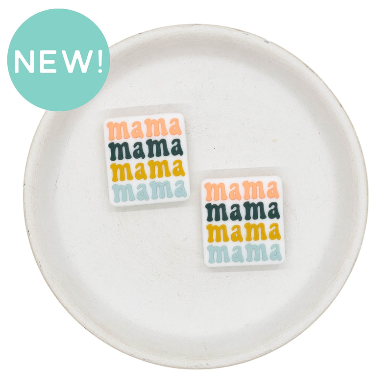 Mama Mama Mama Mama Silicone Focal Bead 26x24mm (Package of 2)