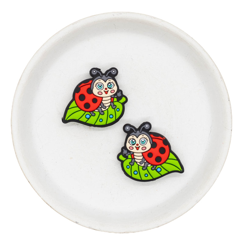 Ladybug Leaf Silicone Focal Bead 28x32mm (Package of 2)