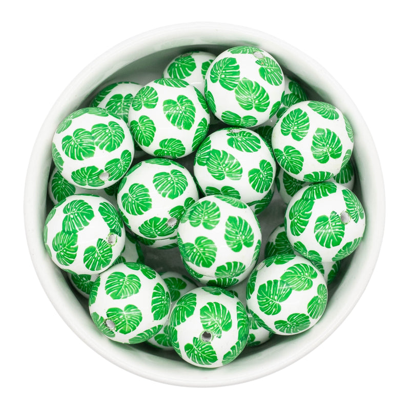 Monstera Printed Beads 20mm (Package of 10)