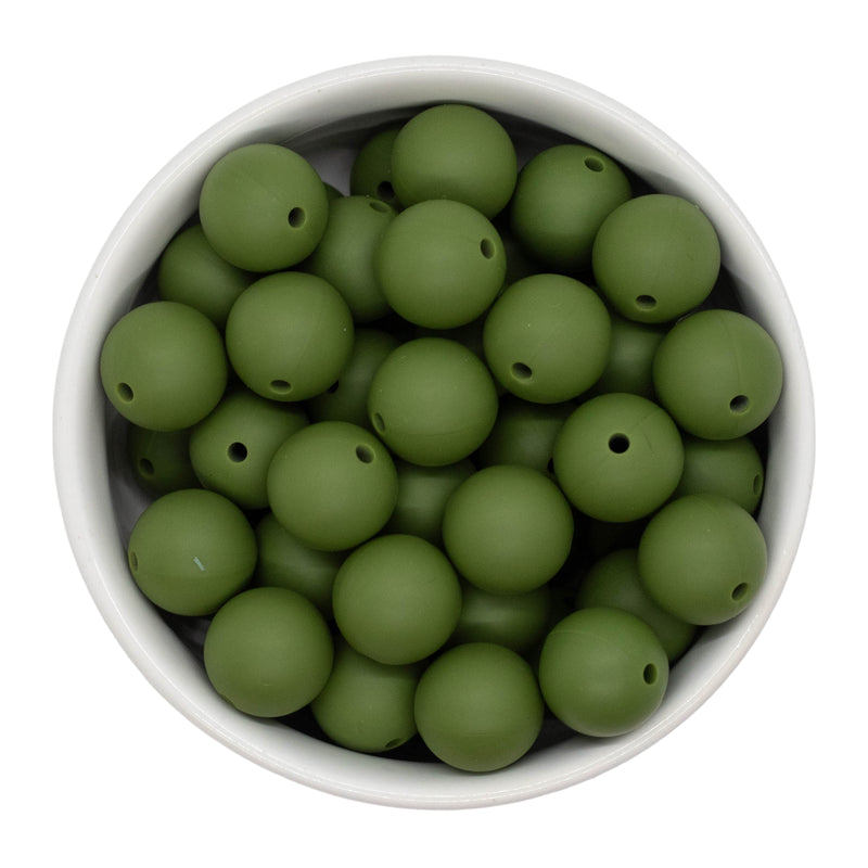 Army Green Silicone Beads 15mm (Package of 10)