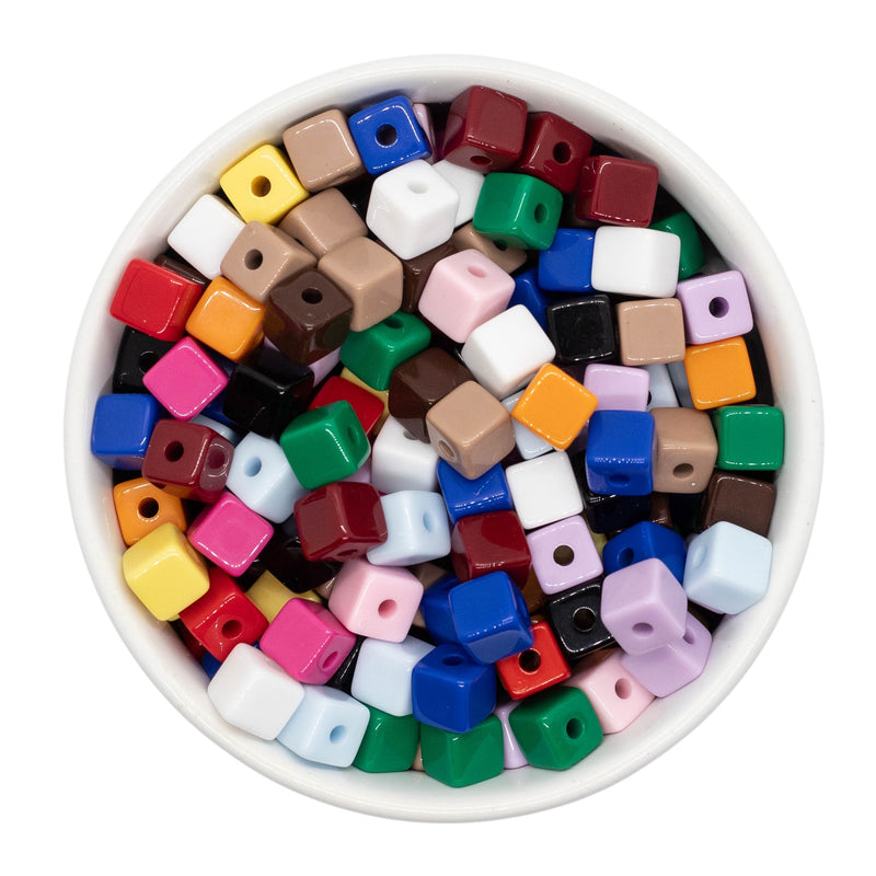 Solid Square 8mm Bead Mix (Package of Approx. 125 Beads)