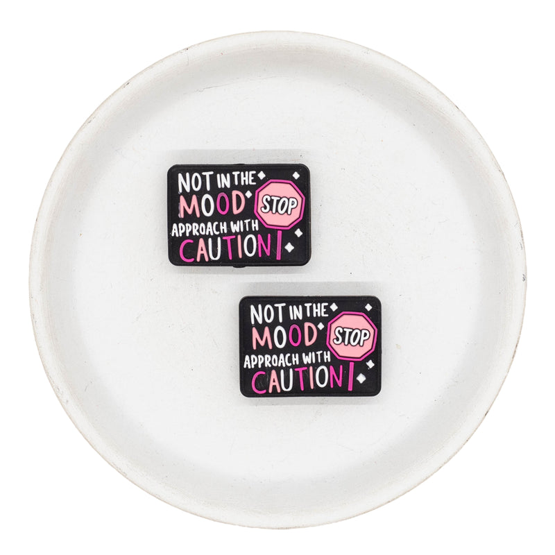 Not in the Mood Approach with Caution Silicone Focal Bead 22x30mm (Package of 2)