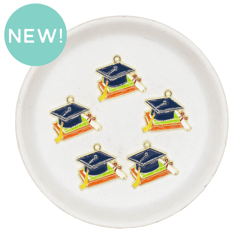 Graduation Hat & Diploma Enamel Charm 27x22mm (Package of 5)