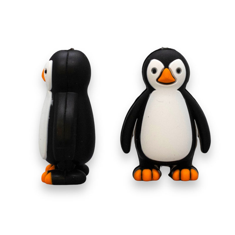 3-D Penguin Silicone Focal Bead 33x23x14mm (Package of 2)