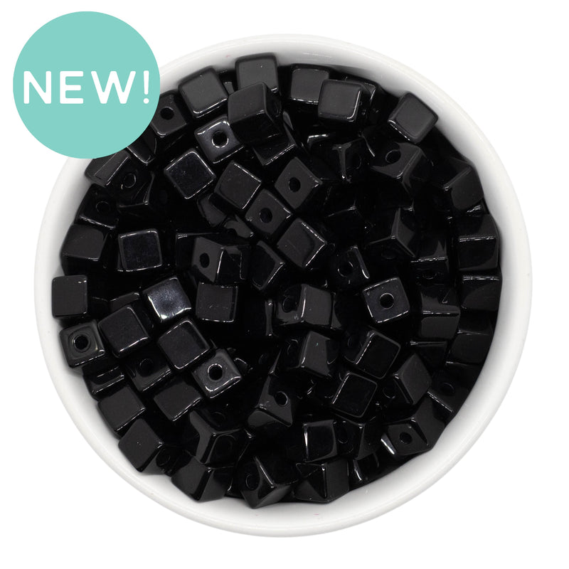 Black Solid Square Beads 8mm (Package of Approx. 35 Beads)