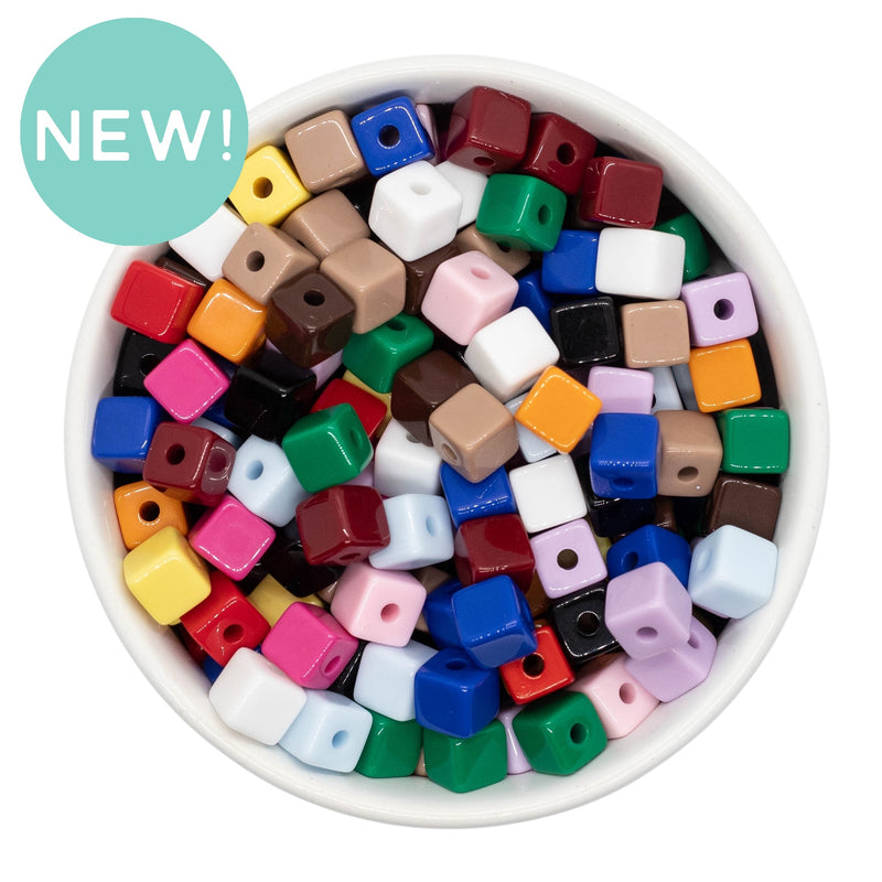 Solid Square 8mm Bead Mix (Package of Approx. 125 Beads)