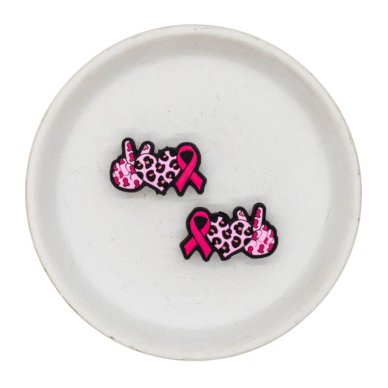 Peace, Love & Pink Ribbon Silicone Focal Bead 30x17mm (Package of 2)