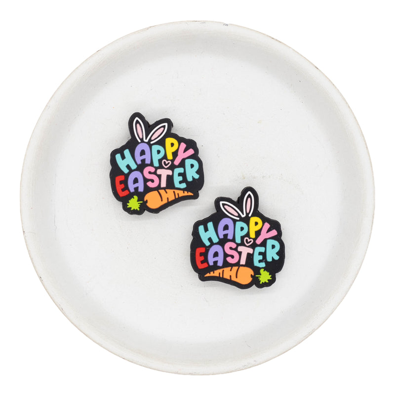 Happy Easter Silicone Focal Bead 30x28mm (Package of 2)