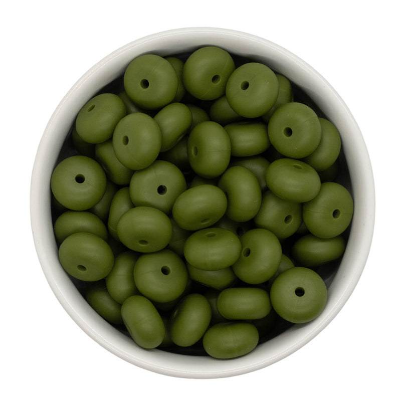 Army Green Silicone Abacus Beads 8x14mm (Package of 10)