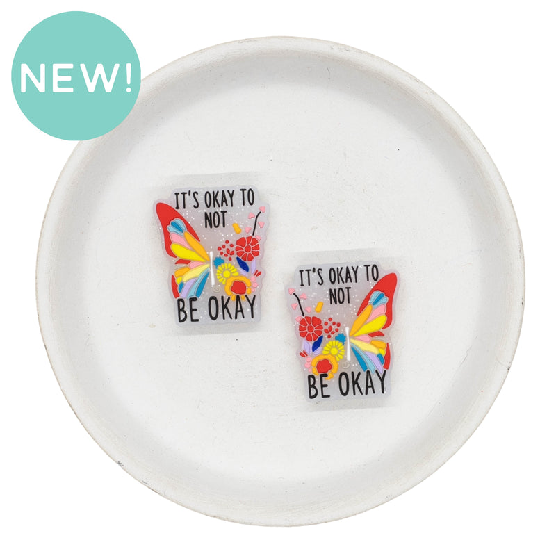 It's Okay to Not Be Okay Silicone Focal Bead 30x25mm (Package of 2)