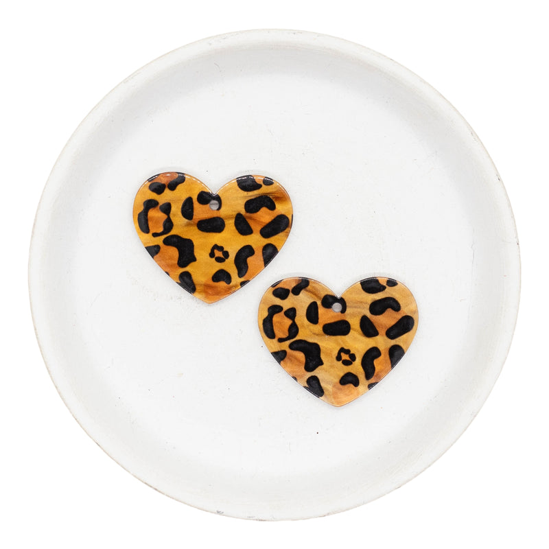 Heart Leopard Acrylic w/Hole 35x28mm (Package of 2)