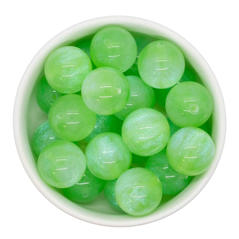 Lime Green Cosmic Glitter Beads 20mm (Package of 10)