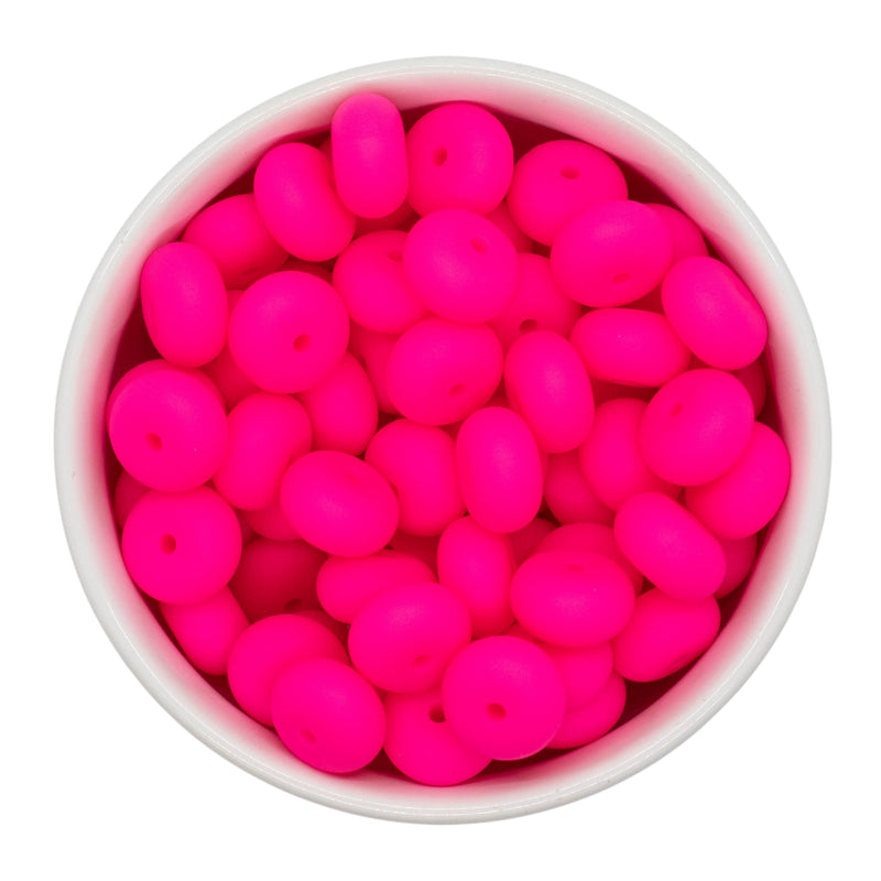 Neon Pink Silicone Abacus Beads 8x14mm (Package of 10)