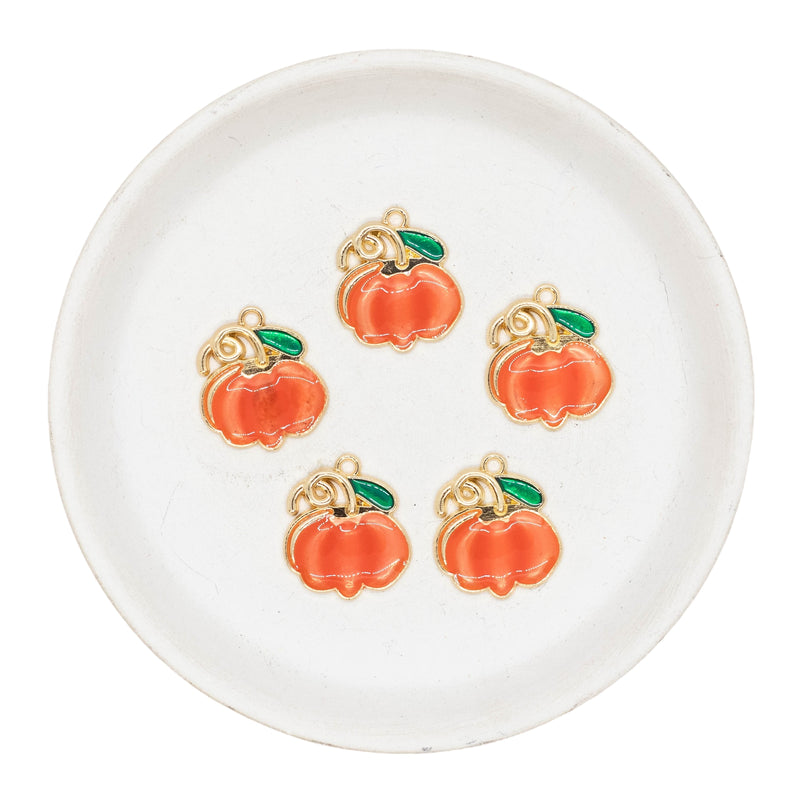 Enamel Pumpkin Charm 22x20mm (Package of 5)