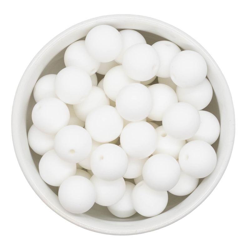 Pure White Silicone Beads 15mm (Package of 10)