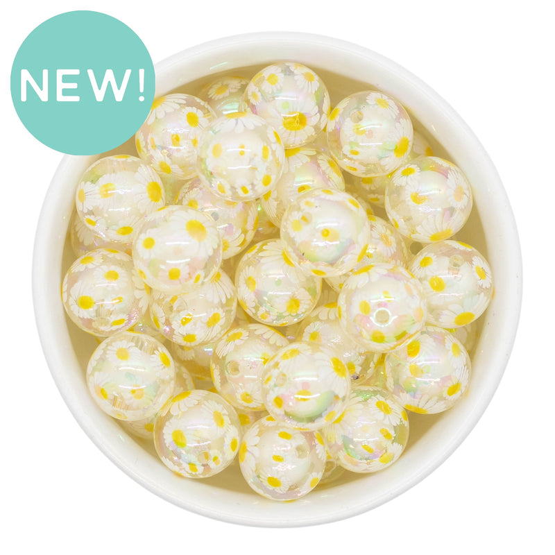 Iridescent Translucent Daisies Beads 16mm (Package of 10)