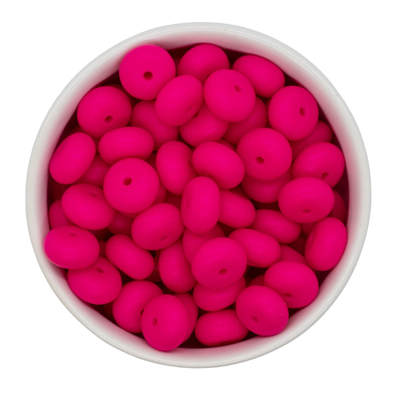 Hot Pink Silicone Abacus Beads 8x14mm (Package of 10)